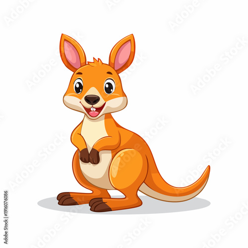 A cartoon kangaroo illustration standing on its hind legs with a friendly expression