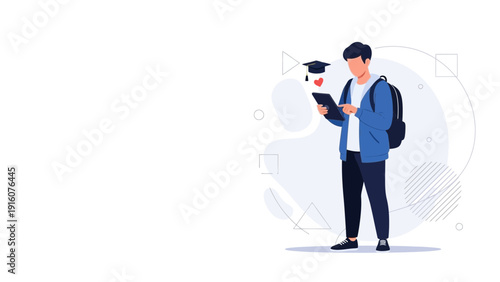 Student using digital tablet for online learning, education concept