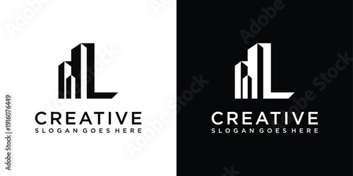 Initial letter L with building vector logo design