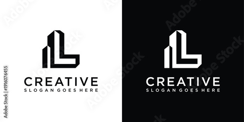 Initial letter L with building vector logo design