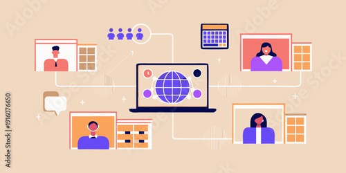 Global network connecting people through digital communication and data exchange