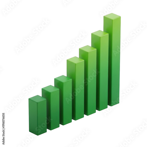 Free Download A green 3d bar graph with increasing bars on a transparent background - GFXLoad