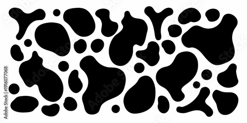 Abstract black and white pattern resembling animal spots or organic shapes
