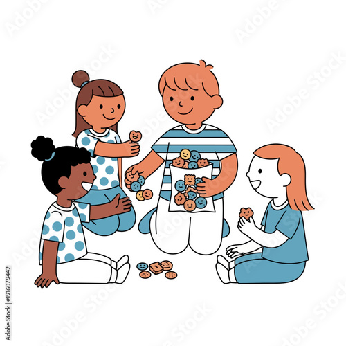 Children playing together with building blocks on the floor.