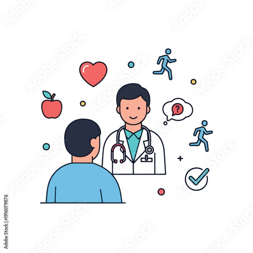 Doctor discusses health, fitness, and nutrition with patient