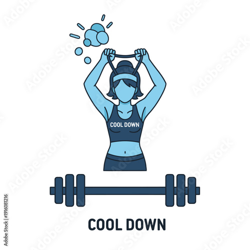 Fitness woman stretching for cool down exercise illustration