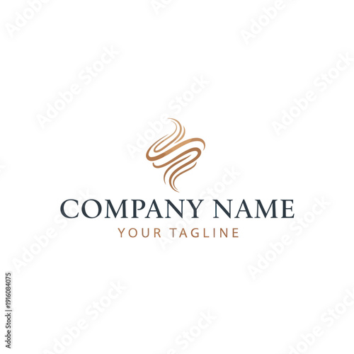 Luxury Logo Design with Golden Swirl Element.