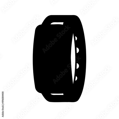Black silhouette of a smart fitness tracker device on a white background