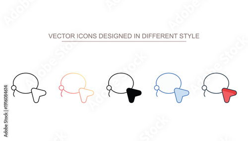 Lasso Tool icon set in different style with white background illustration
