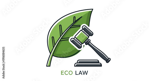 Judge's gavel on green leaf with ECO LAW text