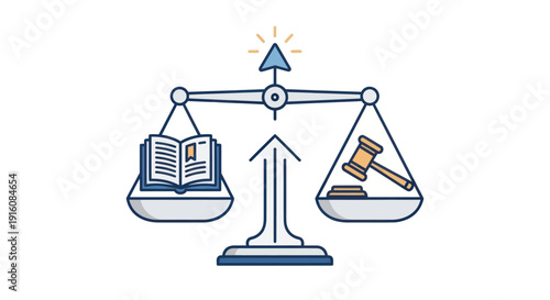 Justice balance scale with law book and judge gavel