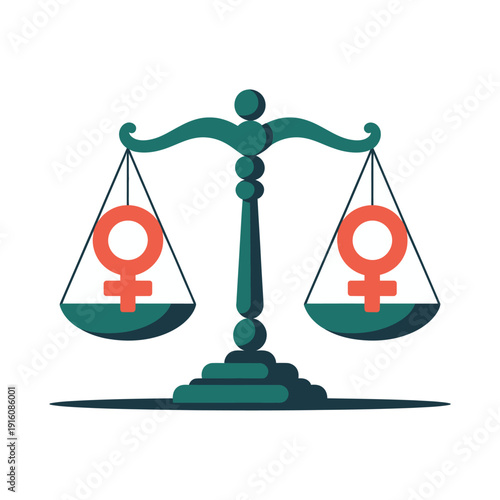 An illustration of a green scale with female symbols on both sides