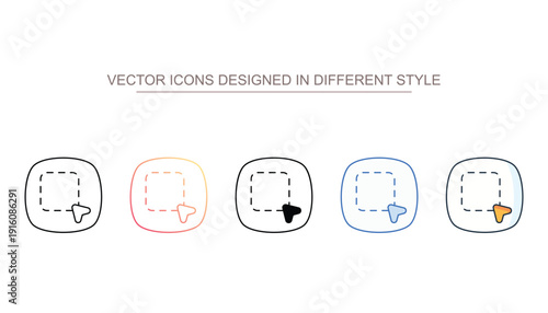 Selection Tool icon set in different style with white background illustration
