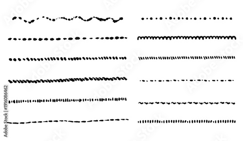 編み物風の手書き線　白黒