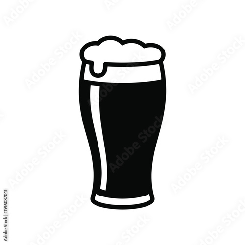 A simple black and white illustration of a pint of beer