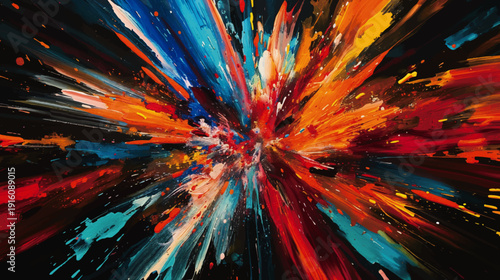 カラフルなエネルギーバースト背景｜抽象的スピード爆発エフェクト