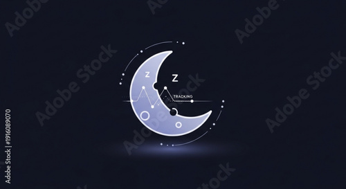 Sleepy moon phase illustration with zzz symbol on dark background at night