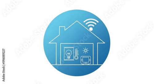 Smart home system with wireless internet connection and automation controls for lighting and thermostat