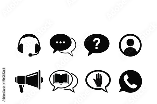 Silhouette icons for real time messaging and notifications in silhouette style