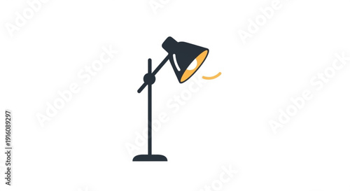 Modern adjustable black desk lamp with yellow interior lighting on white background
