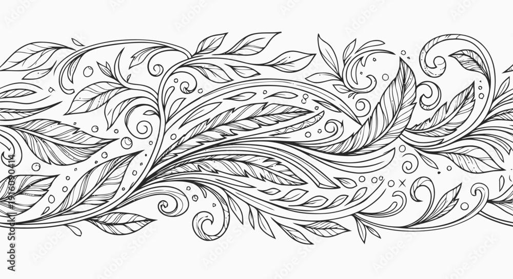 Fototapeta premium Intricate Black and White Floral Design Pattern.