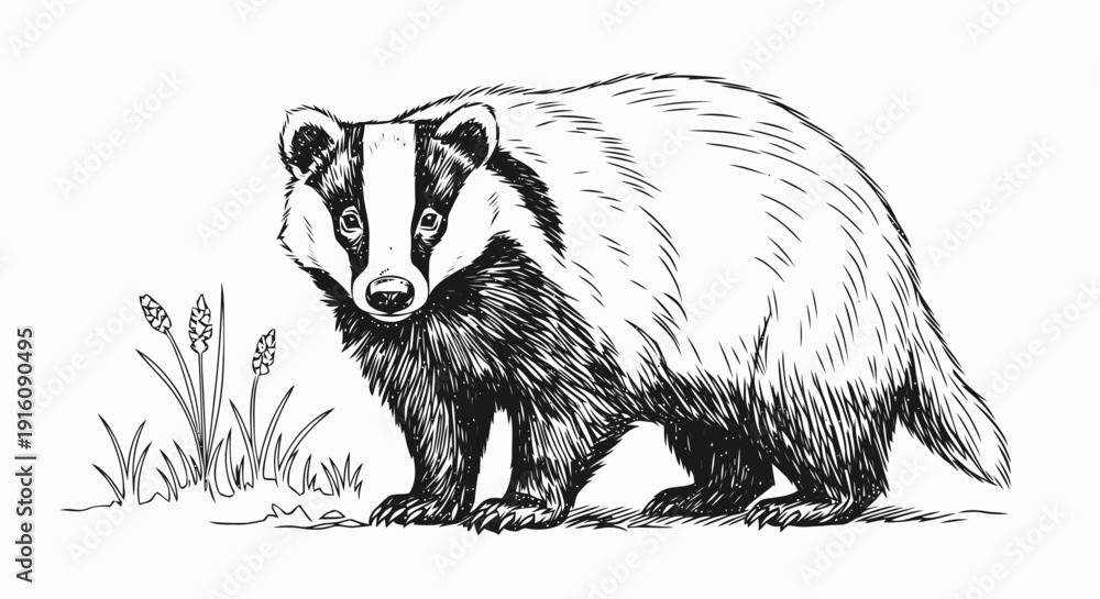 Obraz premium Detailed Illustration of a Badger Animal.