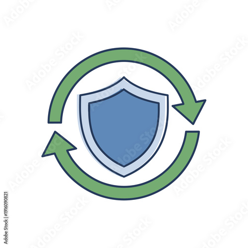 Security shield with refresh arrows icon