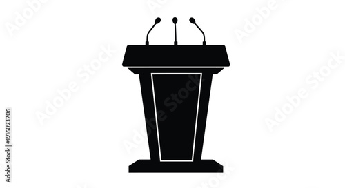A black silhouette of a podium with microphones presentation stage silhouette