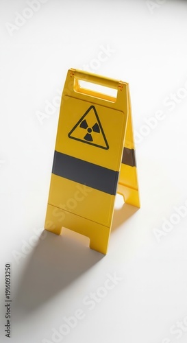 Warning Sign: A Bright Yellow Cautionary Symbol of Radiological Hazards and Safety Protocols
