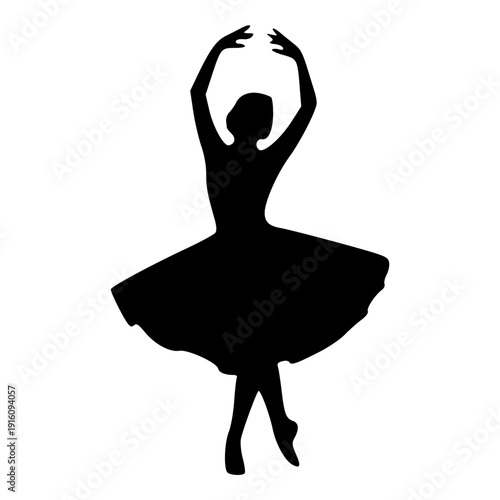 Elegant silhouette of a ballerina in a graceful pose with arms raised