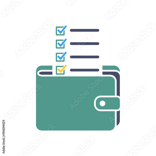 Wallet with a checklist of financial tasks or expenses, indicating completed items.