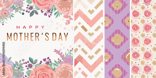 A colorful mother s day greeting with floral and geometric patterns