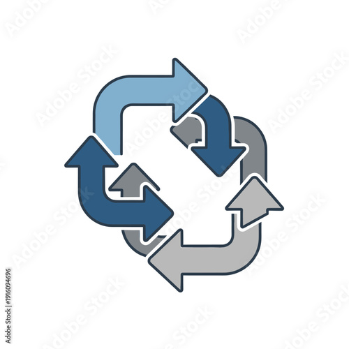 Free Download A graphic illustration of four curved arrows forming a continuous square cycle, representing a process or loop. - GFXLoad