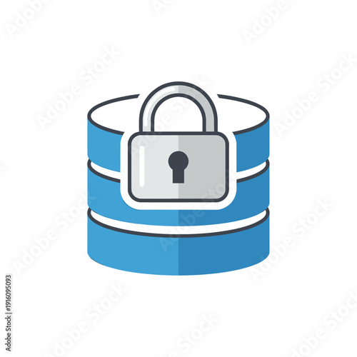 Illustration of a locked database icon symbolizing data security and protection.