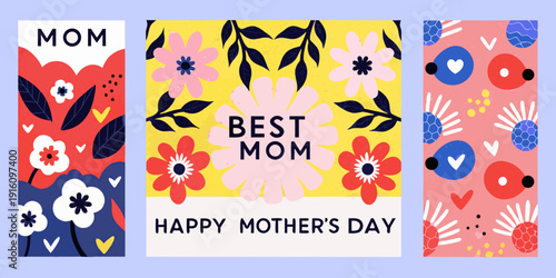 A colorful mother s day card featuring floral patterns and heartfelt messages