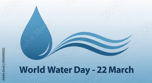 World water day logo with blue wave and droplet on gradient background symbolizing conservation and sustainability