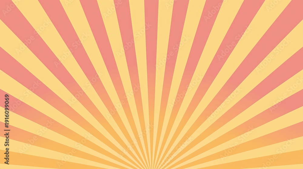 Obraz premium abstract retro sunburst background with orange yellow pink rays radial pattern pastel bright graphic design illustration with circle center lines soft gentle energy concept banner poster layout sunris