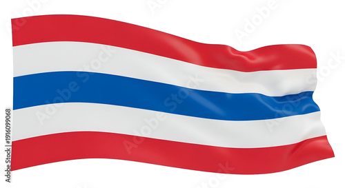 Free Download Thai national flag waving in 3 D render with red white and blue stripes - GFXLoad