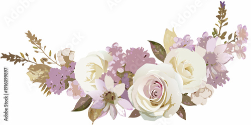 Elegant floral arrangement featuring roses lisianthus and delicate greenery