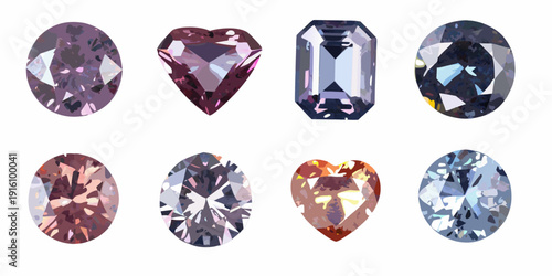 Assortment of colorful faceted gemstones in various cuts and shapes