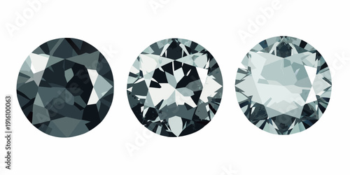 Three oval cut gemstones displayed in a linear arrangement