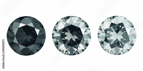 Three oval cut diamonds displaying varying color and clarity grades