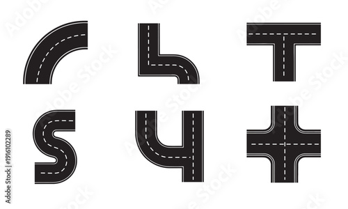 Road signs and symbols representing different traffic directions and regulations Vector