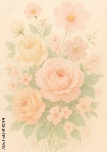 Delicate pastel floral illustration