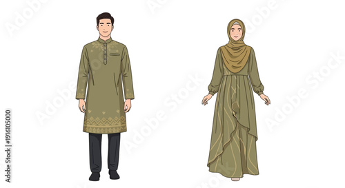 Traditional Asian Muslim Couple.