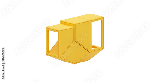 Abstract Yellow Geometric Structure on Black