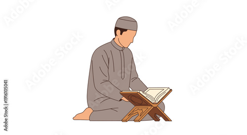 Man reading holy book.