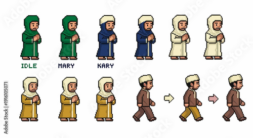 Islamic Prayer Characters.