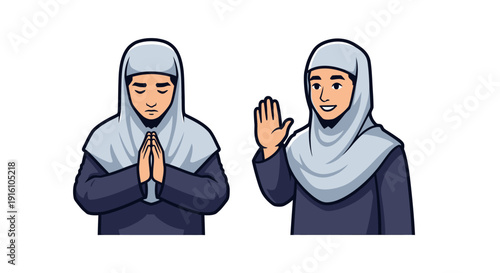 Woman Wearing Hijab Gestures.