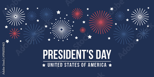 Presidents Day celebration in United States of America with fireworks and stars